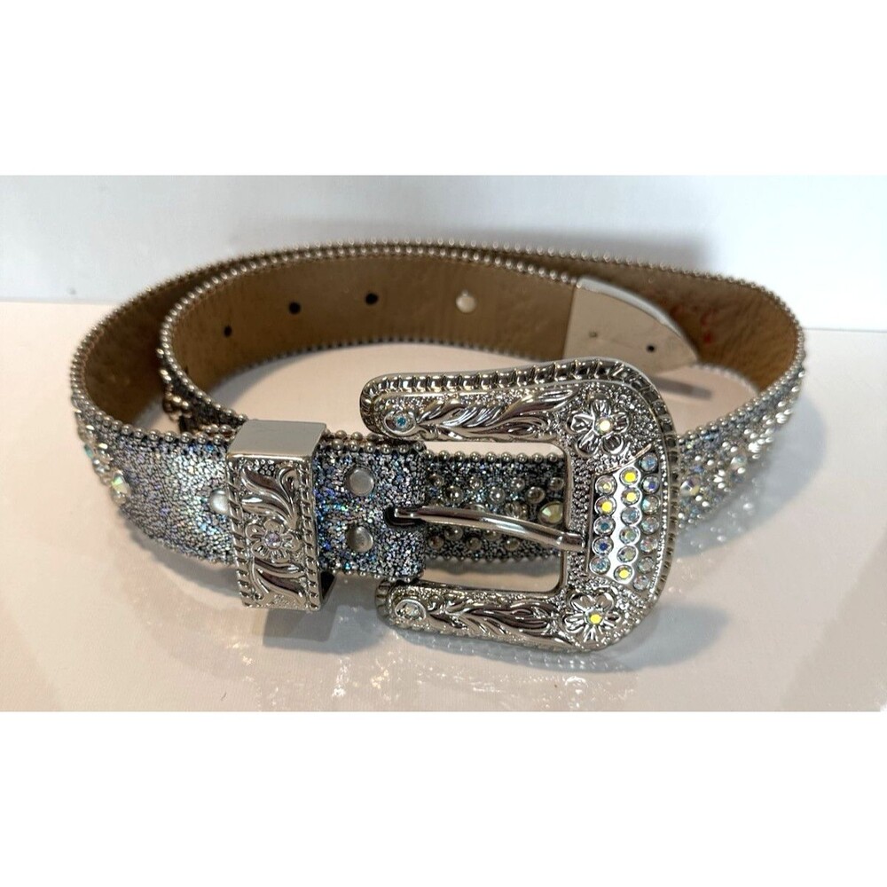BB Simon Swarovski Crystal Rhinestone Belt Sz 30 Iridescent Heavily Embellished